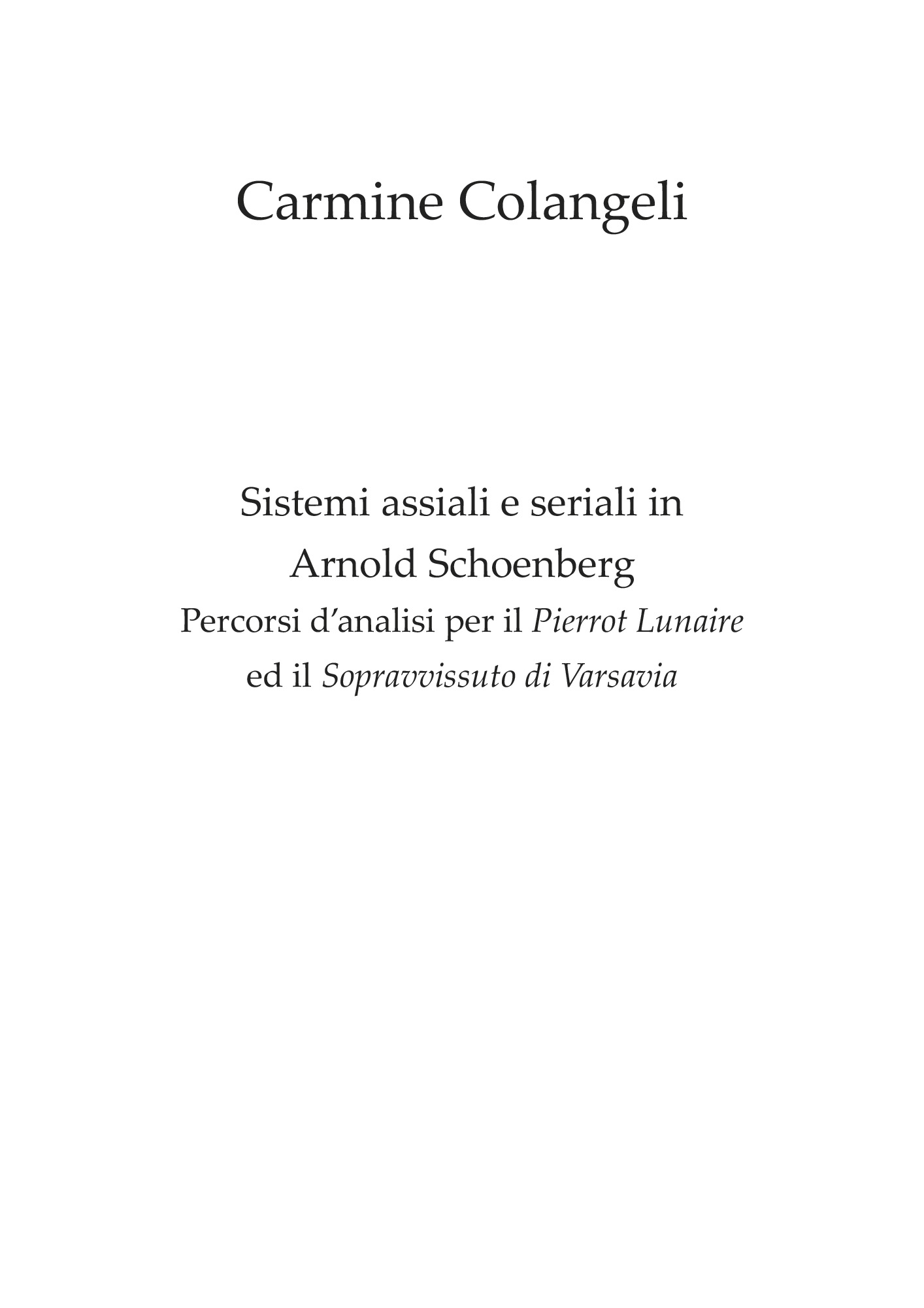 Sistemi assiali in Schoenberg